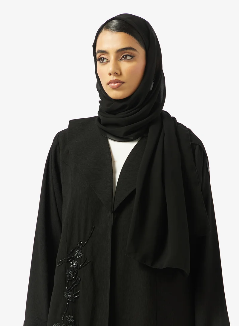 hayas closet  Black Embellished Abaya With Sheila for Women | Best Price UAE